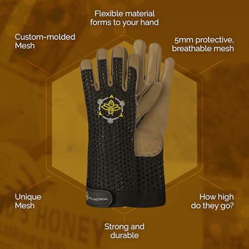 Heavy Duty Beekeeping Gloves,Extended Cuff, 5mm Cowhide with Patented Ventilation Beekeeping Supplies - color: Brown, size: X-Small