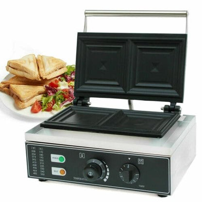 Commercial Electric Sandwich Machine, 110V 1500W Double-side Sandwich Press Grill, Breakfast Sandwich Toaster Grilled Cheese Maker w/Non-Stick Coating, Stainless Steel, for Restaurant Party Food Stall