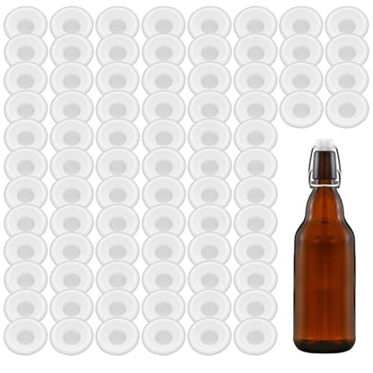 80 PCs Silicone Gaskets Washers Seals for Cap Swing Flip Top Bottle-Red for Home Brew Beer Soda Bottle Sealing (80 pcs full cover White) - color: 80 pcs full cover White
