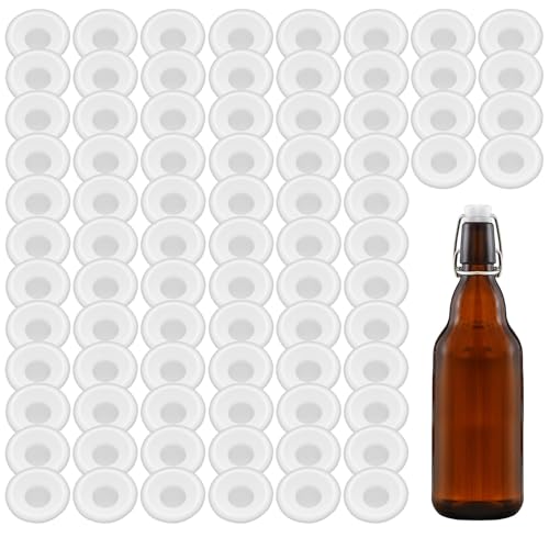 80 PCs Silicone Gaskets Washers Seals for Cap Swing Flip Top Bottle-Red for Home Brew Beer Soda Bottle Sealing (80 pcs full cover White) - color: 80 pcs full cover White