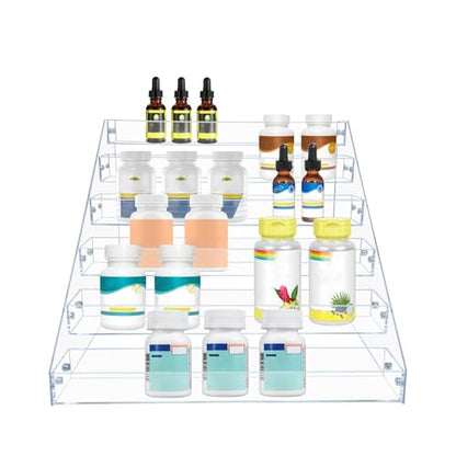PMMASTO Tiered Spice Rack, Seasoning Organizer, Clear Acrylic Vertical Shelves Can Organizer for Countertop, Cabinet, Pantry, Kitchen Organization and Storage - 6 Tier | Vertical Shelves - size: 6 Tier - inner width 1.93''