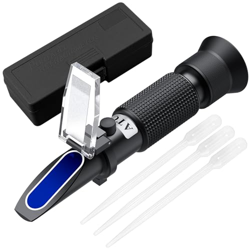 Proster Red Wine Refractometer Grape Wine Refractometer Wine Making Kit Brix Refractometer ATC Refractometers Brix Scale 0-40% Measures Sugar Content to Predict Alcohol Degree for Fruit Wine - color: Black