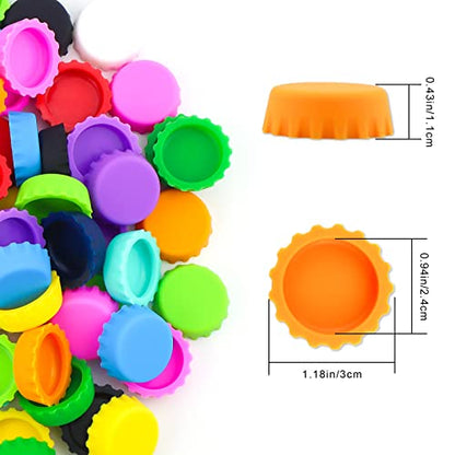 108 PCS Silicone Rubber Bottle Caps, LEEFONE 12 Colors Reusable Beer Caps for Home Brewing Beer, Soft Drink, Wine Bottle, Beer Bottle, Soda Bottles Kitchen Gadgets