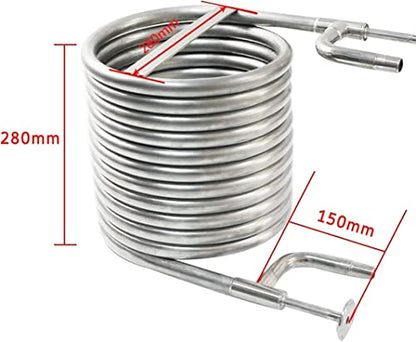 Counterflow Wort Chiller - Homebrew Beer Cooler 14' Stainless Steel Beer Cooling Coil Pipe with 2 Out Channel (3/4'' & 1/2'' Thread)
