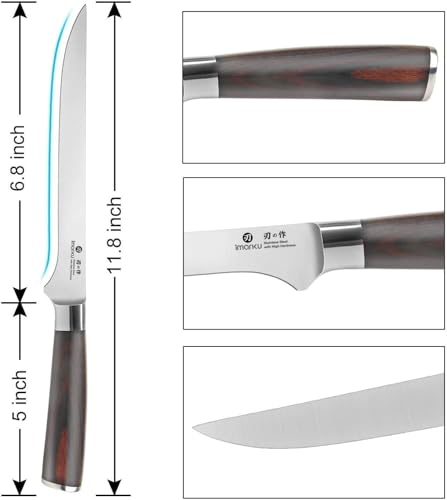imarku Fillet Knife, German High Carbon Boning Knife, 6-Inch Stainless Steel Professional Grade Boning Fillet Knife for Fish, Pakkawood Handle for Meat and Poultry, Gifts for Men and Women - color: Silver with Brown