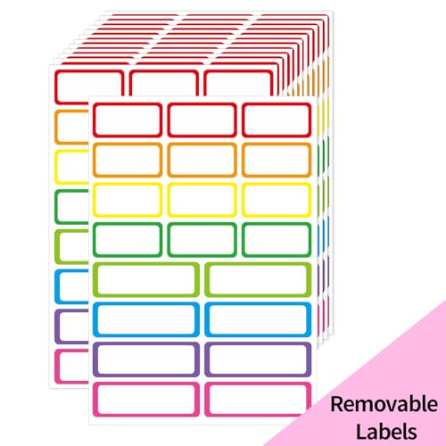 STARLIBOO Colored Labels, Removable Labels Stickers, Self-Adhesive Rectangular Stickers Water/Oil/Tear Resistant for Storage/Classroom/Home (2 Size, 300 Labels) - color: Color- 1, size: 1 x 2 inches, 1 x 3 inches Set