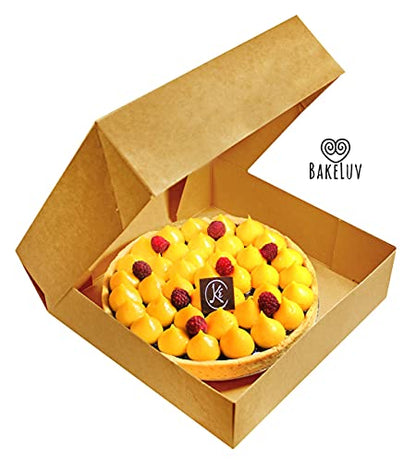 BAKELUV Pie Boxes 10x10x2.5 Inch | Brown / 12 pcs/Auto-Popup | Bakery/Pastry/Treats/Cookies/Cheesecake/Cake/Muffins/Donuts - color: Brown, size: 12