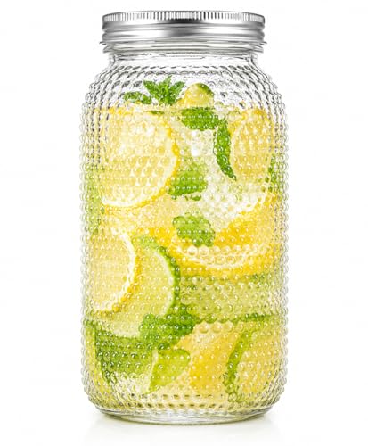 WELLIFE 1 Pack 64 oz Mason Jars Wide Mouth,Large Mason Jars for Pickling, Canning, Fermenting and Food Storage, Microwave & Dishwasher Safe - color: Clear Dot Mason Jars 64oz-1Pcs