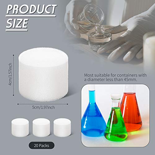 20 Pieces Foam Stopper Plastic Foam Plug 50mm Openings for Tubes and Flasks, Beer Making, Yeast Starter