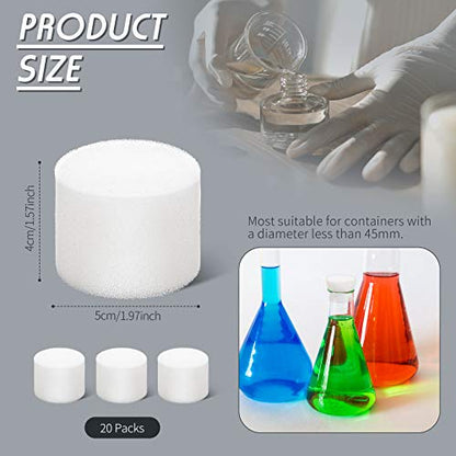 20 Pieces Foam Stopper Plastic Foam Plug 50mm Openings for Tubes and Flasks, Beer Making, Yeast Starter