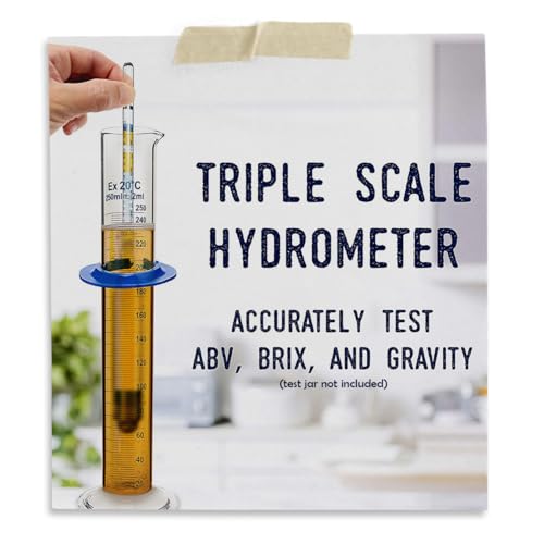 Fermentaholics Triple Scale Hydrometer – Measure and Monitor Specific Gravity, Brix, Potential Alcohol, and ABV in Wine, Beer, Mead, Cider, and Other Homebrewed Drinks (Glass, Clear)