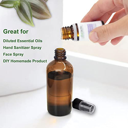 Hydior 4oz Amber Glass Spray Bottle for Essential Oil, Empty Fine Mist Spray Bottle, 6 Pack - color: Amber-6PCS