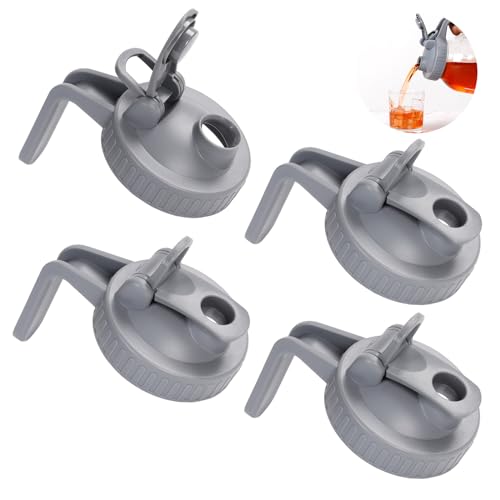 Wide Mouth Mason Jar Pour Spout Lid - 4 Pack Grey Airtight Flip Cap Lids Lid with Handle, Turns your Mason Jar into Pitcher, BPA Free & Durable Pour Lid Easy to Clean Fit for Canning Jars - color: Grey, size: Wide Mouth 4Pack