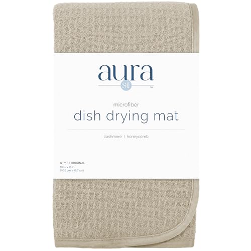 S&T INC. Dish Drying Mat, 16” x 18”, Absorbent Microfiber Kitchen Counter Mat, Dish Drying Pad for Dishes, Utensils, Pots and Pans, Large, Pure Cashmere - size: 16" x 18"
