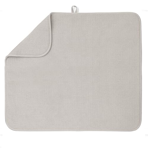 Bellemain XL Dish Mat Microfiber Dish Drying Mat, Super absorbent (Light Grey, 16" x 18") - color: Light Grey, size: 16" x 18"