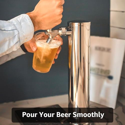 Kegerator Single Tap Tower Beer Tower, Draft Beer Keg Tower with Stainless Steel Core Beer Faucet Pre-assembled Beer Line 3" Beer Tower Dispenser Kegerator Replacement Parts