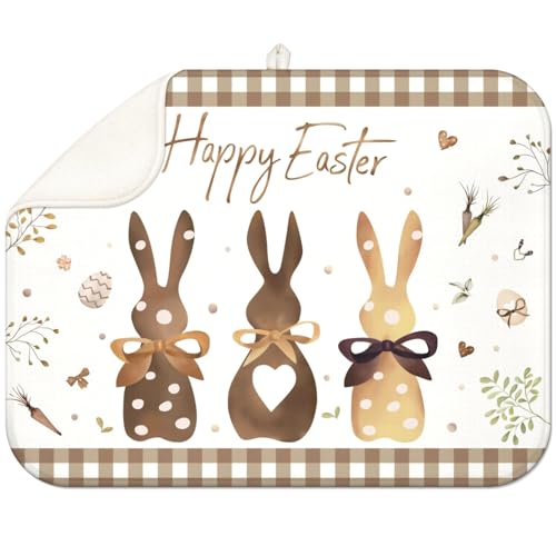 Dish Drying Mat Spring Easter Kitchen Mat for Countertop Protector Absorbent Mats Dishes Pad for Kitchen Counter Coffee Table Decor Accessories Extra Large 18X24 inch - color: Easter Cream, size: 24" x 18"