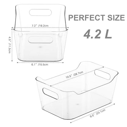 Tiawudi 12 Pack Plastic Storage Bins, Multi-Use Organizer Bins, Pantry Organizer, Clear Storage Containers for Home, Kitchen, Office, Cabinet, Shelf and Fridge Organization