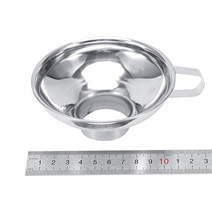 Stainless Steel Wide Mouth Funnel Rust Resistant Canning Funnel Kitchen Cooking Jars Funnel with Handle for Liquids and Solids (S)