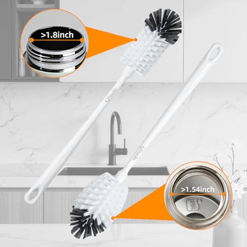 2 Pack 14 Inch Bottle Brush & 12 Inch Straw Brush Cleaner Set - Heavy Duty Kitchen Bottle Brushes for Cleaning Water Bottles, Baby Bottles, Mugs, Sippy Cups & Tumblers, Lab Use - size: with 6.4mm Straw Brush