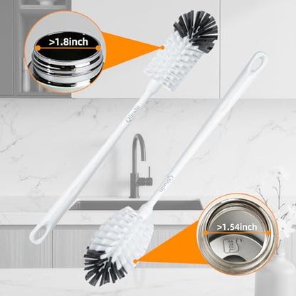 2 Pack 14 Inch Bottle Brush & 12 Inch Straw Brush Cleaner Set - Heavy Duty Kitchen Bottle Brushes for Cleaning Water Bottles, Baby Bottles, Mugs, Sippy Cups & Tumblers, Lab Use - size: with 6.4mm Straw Brush