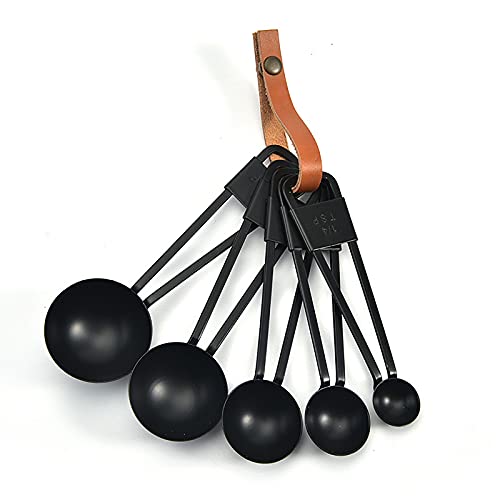 9PCS Black Stainless Steel Measuring Cups and Spoons Set, Heavy Duty Measuring Cup Set - color: Black-9pcs