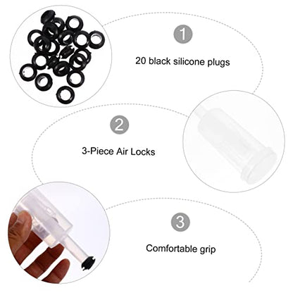 Alipis 3-Piece Silicone One-Way Valve Stopper Set for Home Brewing Fermentation and Wine Making Easy to Use for Beer and Wine Preservation
