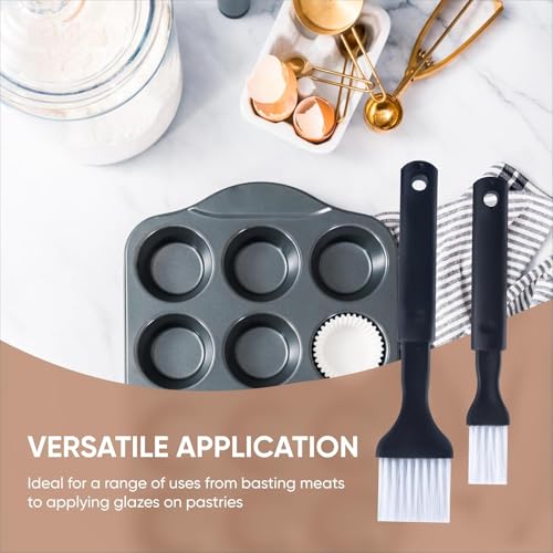 Hometeq 2 Pack - Nylon Bristle Pastry Brush for Basting, Baking, Cooking Food Brush