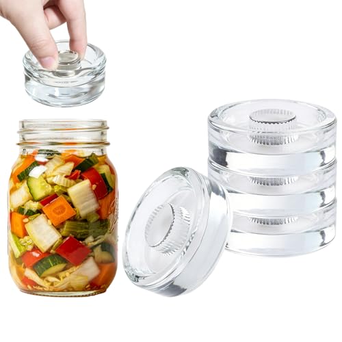 4 Pack Fermenting Weights for Wide Mouth Mason Jars,Glass Fermentation Weight with Easy Grip Handle,Pickling Weights for Sourkrout Kraut,Kimchi - style: Striped