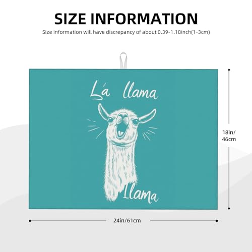 Cute Llama Singing Dish Drying Mat for Kitchen Counter Microfiber Absorbent Reusable Washable 18x24in - color: Cute Llama Singing