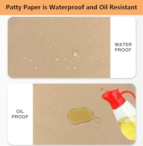 200Pcs 6" x 6" Unbleached Parchment Paper, Burger Patty Paper, Non-Stick Squares Wax Paper Sheets for Seperating Patty, Cookies, Baking, Wrapping Candies Brown - color: Brown Square, size: 6"X6" 200Pcs