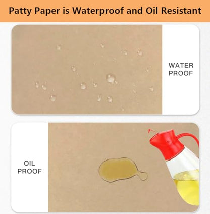 200Pcs 6" x 6" Unbleached Parchment Paper, Burger Patty Paper, Non-Stick Squares Wax Paper Sheets for Seperating Patty, Cookies, Baking, Wrapping Candies Brown - color: Brown Square, size: 6"X6" 200Pcs