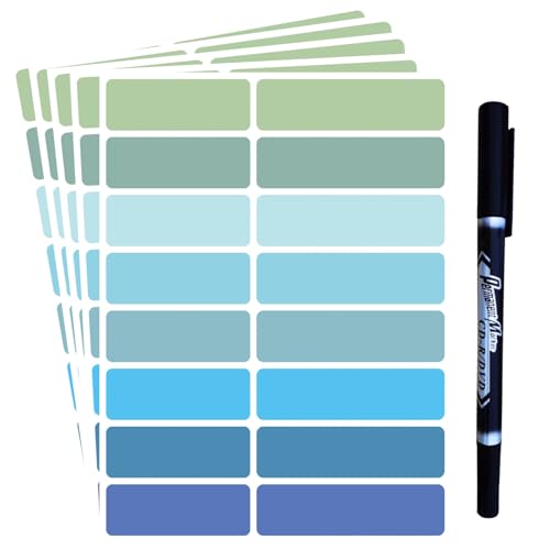 Waterproof Removable Labels Name Tags - 320PCS with Pen Adhesive Name Label Stickers for Water Bottles, Baby Daycare, Kids School Supplies, Home Office Organization - size: Blue Labels