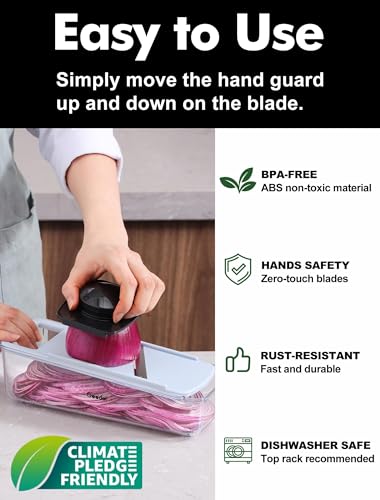 Geedel Professional Mandoline Slicer for Kitchen, Multi Purpose Vegetable Slicer Cutter, Vegetable Cutter Onion Cutter for Veggie Fruit Cheese - color: Light Blue