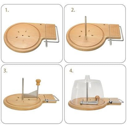 Cheese Curler Wheel Stainless Steel Cheese Shaver,Tete de Moine,Girolle & Chocolate,Made for Tête de Moine to Create Beautiful Rose-Shaped Cuts Revealing (With lid)