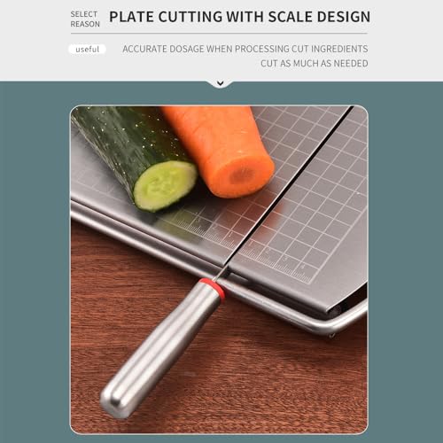 Stainless Steel Cheese Slicer with Block Cheese Blade, Cutting Board with Precise Measurements, Multi-purpose Slicing Tool for Blocks of Cheese, Butter, and Sausage., conventional, Silver