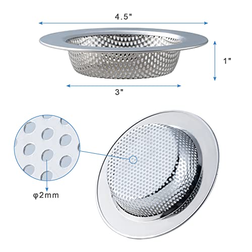 Honmein 2 Pcs Sink Strainer for Most Kitchen Sink Drain Basket, Upgraded Double-Layer Safe Design Kitchen Sink Strainer (Outer Diameter 4.5 Inch) - color: Silver(2 Pcs)