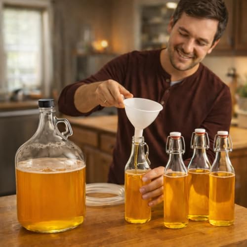 Mead Making Kit for Beginners,1 Gallon Glass Carboy Fermentation Set | Includes Airlock, Hydrometer, Auto Siphon & 4 Bottles, Easy Home Brewing Starter Kit for Mead, Wine & Fruit Wine