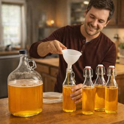 Mead Making Kit for Beginners,1 Gallon Glass Carboy Fermentation Set | Includes Airlock, Hydrometer, Auto Siphon & 4 Bottles, Easy Home Brewing Starter Kit for Mead, Wine & Fruit Wine