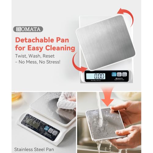 BOMATA 0.1g High Precision Food Scale, 13lb Digital Kitchen Scale with Removable Stainless Steel Pan, Backlit LCD Display, for Cooking, Baking B621 White - color: White Non-rechargeable