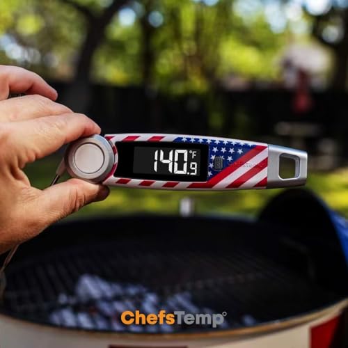 Finaltouch X10 Instant Read Digital Meat Thermometer NSF Certified Waterproof Professional for Cooking Grilling BBQ Baking Candy Oil with Rotating Probe and Backlit Display (Patriotic Limited Edition) - color: Patriotic Limited Edition