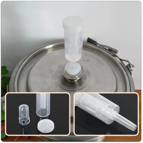 VILLCASE 3 Sets Plastic Airlocks with Silicone Plugs for Home Brewing Beer and Wine Fermentation, White Non-return Check Valves Designed to Release Carbon Dioxide and Prevent Oxygen Entry