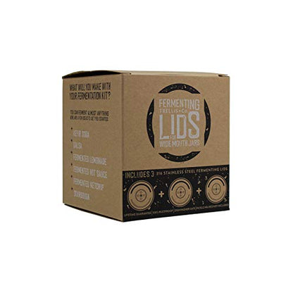 316 Stainless Steel Fermentation Lids 3 Silicone Waterless | Fermenter Airlock Lids Easy Lacto Fermenting Wide Mouth Mason Jar Canning Lids Free Recipe eBook Included - size: Lids Only