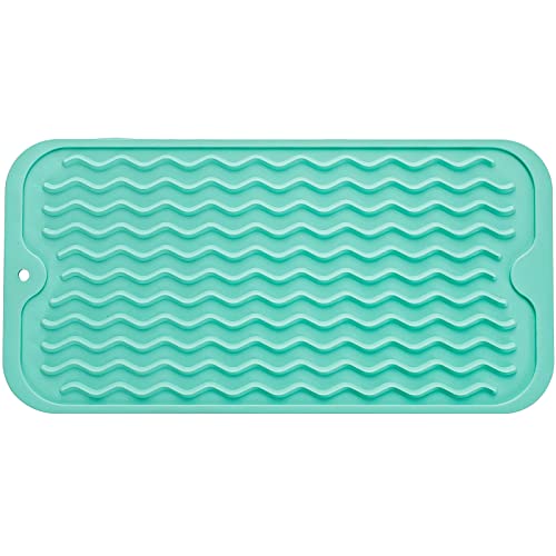 MicoYang Silicone Dish Drying Mat for Multiple Usage,Easy clean,Eco-friendly,Heat-resistant Silicone Mat for Kitchen Counter or Sink,Refrigerator or Drawer Liner Mint S 12 inches x 6 inches - color: Mint, size: 12"L x 6"W