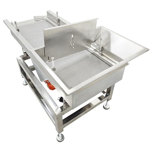 TECHTONGDA Straight Vibrating Sieve Screen Shaker Electric Linear Sifter Machine Stainless Steel One Layer Two Motors 1mm Round Hole Screen Size 11.8×31.5inch 110V - size: 1mm