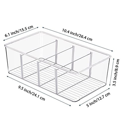 Vtopmart 10 Pack Food Storage Organizer Bins, Clear Plastic Bins for Pantry, Kitchen, Fridge, Cabinet Organization and Storage, 4 Compartment Holder Packets, Snacks, Pouches, Spice Packets - style: 10pack