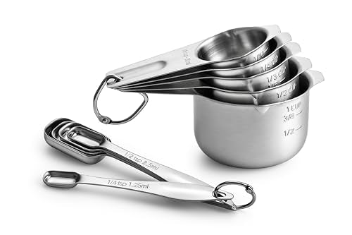 Spring Chef Stainless Steel Measuring Cups and Spoons Set of 10, Nesting Kitchen Metal Measuring Cups and Spoons Set for Dry and Liquid Ingredients, Perfect for Cooking & Baking - style: Cups & Spoons - Set of 10