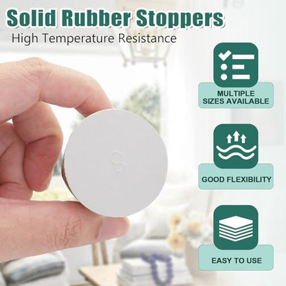 Bonsicoky 24 Pack Solid Rubber Stoppers, 11 Assorted Sizes (000#-8#) | White, Tapered Shaped, Lab Bungs Plug, For Flask, Plug Holes, Test Tube - size: 000# - 8# - 11 Assorted Sizes