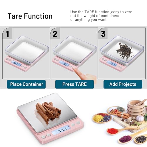 Fuzion Digital Scale .01 Gram Accuracy, 500g Mini Food Scales for Small Jewelry, Gold, Herb, Spice - Weight Gram and Oz - color: Pink
