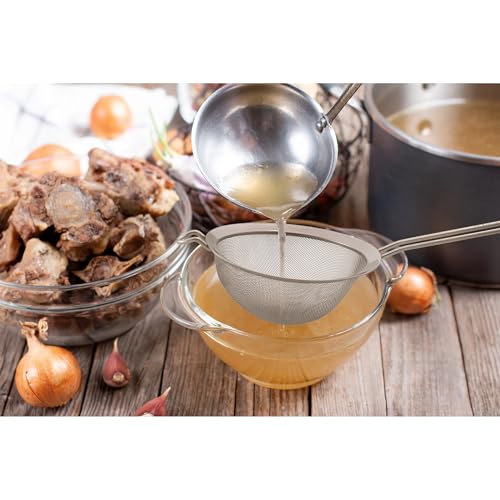 HIC Kitchen Fine Double Mesh Strainer, 18/8 Stainless Steel, 7-Inch, For Sifting Baking Ingredients, Straining, And Draining Stocks, Soups, And Sauces - size: Double Mesh, 7-Inch